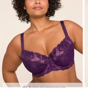 Lane Bryant 42I NWT lace balconnette Underwire Bra in Deep Purple